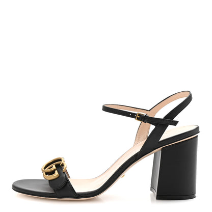 Gucci Lifford Calfskin GG Marmont Ankle Wrap 75mm Sandals 39.5 Black 2 of 16