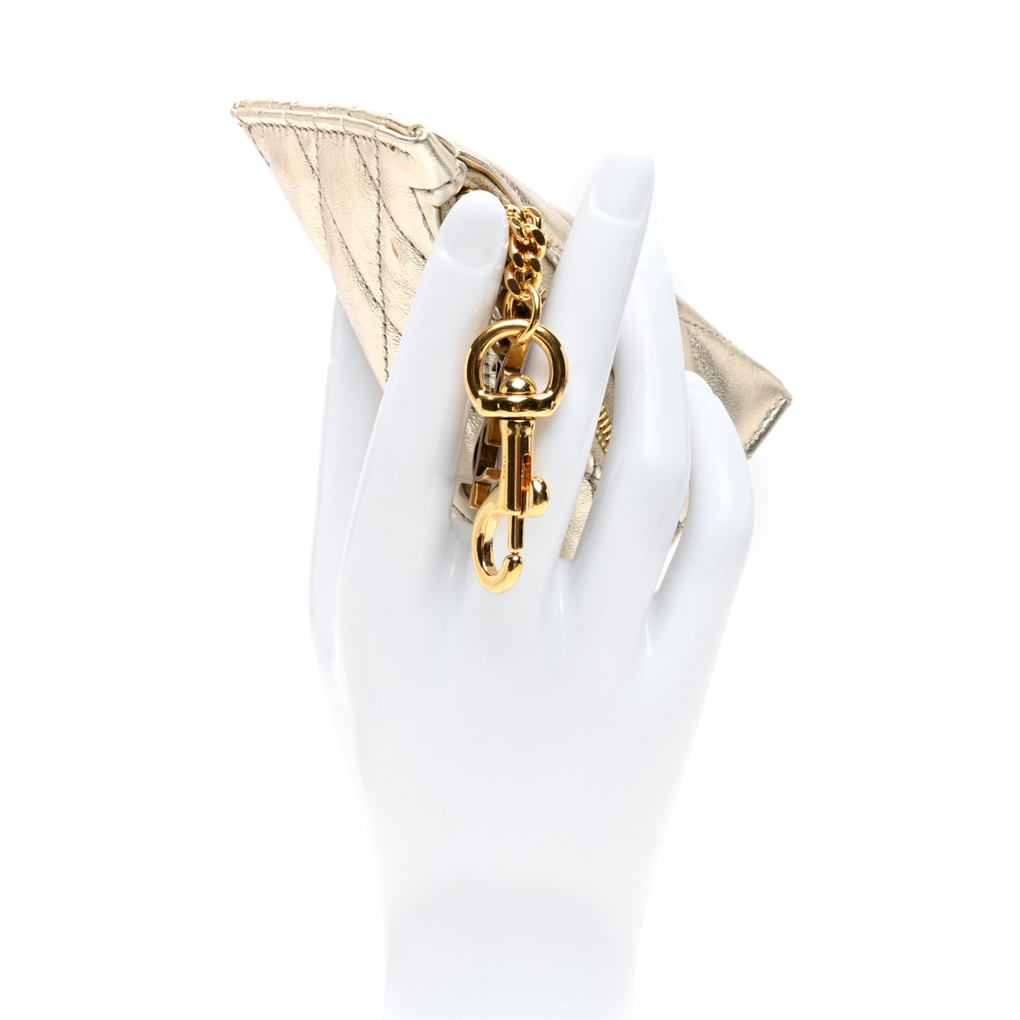 Metallic Calfskin Berlingo Bag Charm Platino