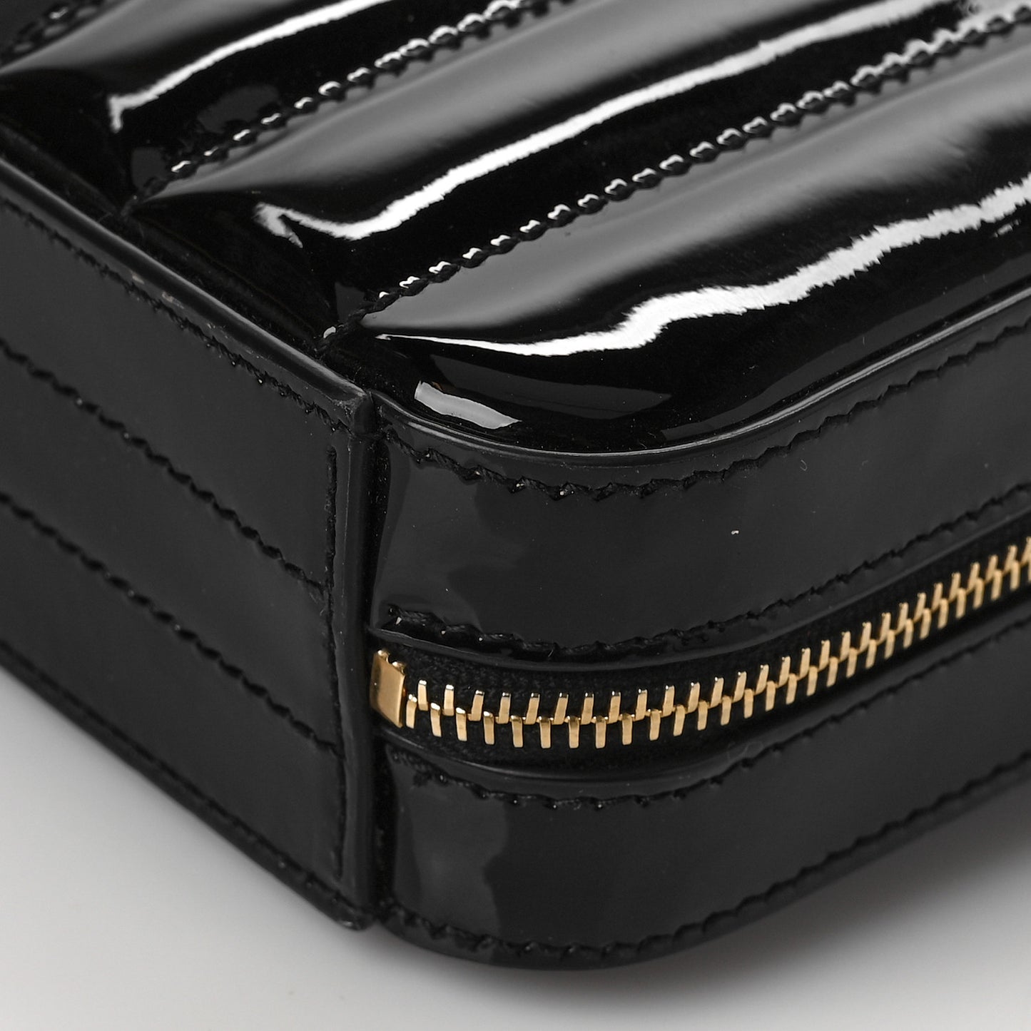 Patent Matelasse Vicky Monogram Belt Bag Black