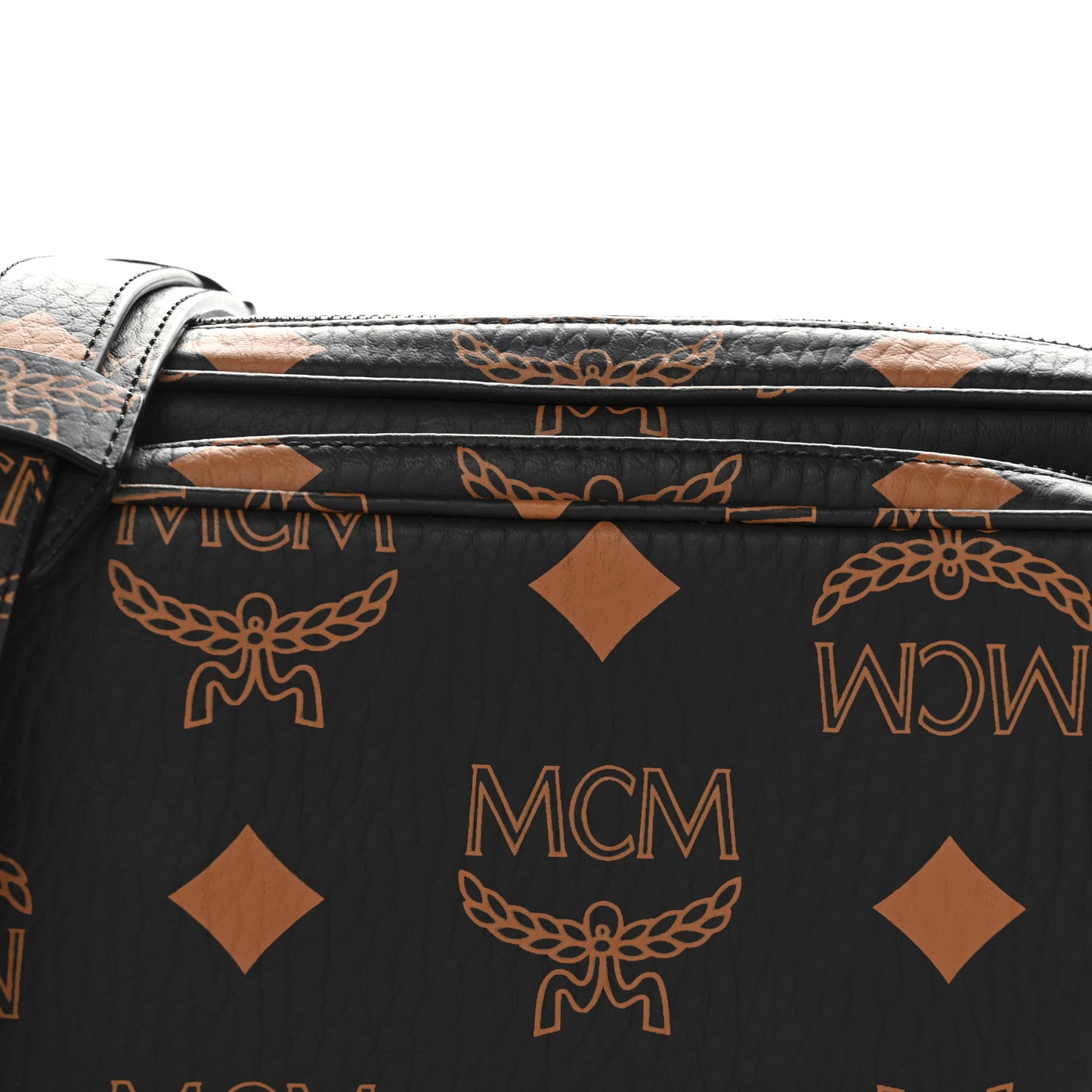 Maxi Visetos Aren Crossbody Black Cognac