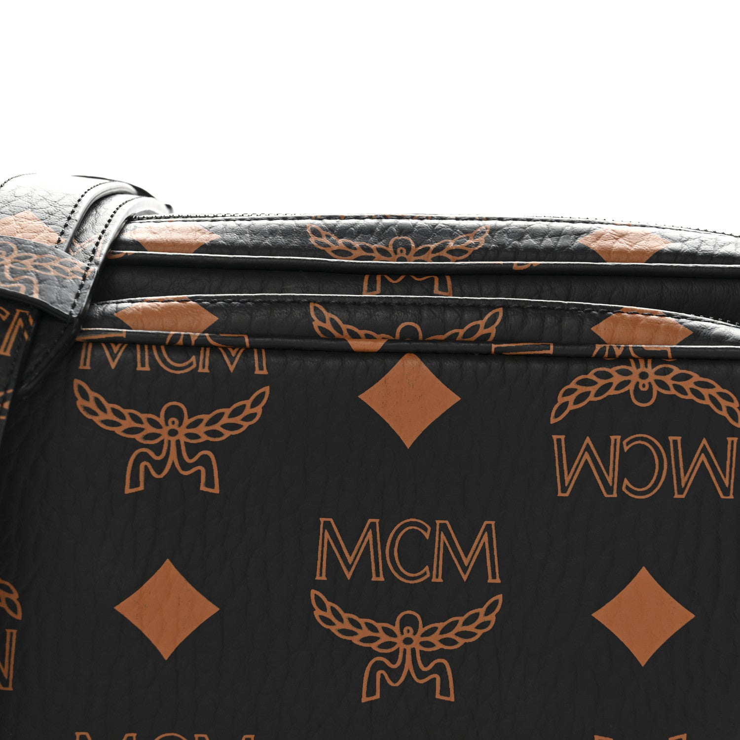 MCM Maxi Visetos Aren Crossbody Black Cognac 7 of 9
