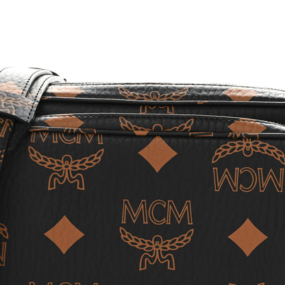 MCM Maxi Visetos Aren Crossbody Black Cognac 7 of 9
