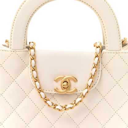 Chanel Shiny Aged Calfskin Quilted Nano Kelly Shopper White 8 of 10