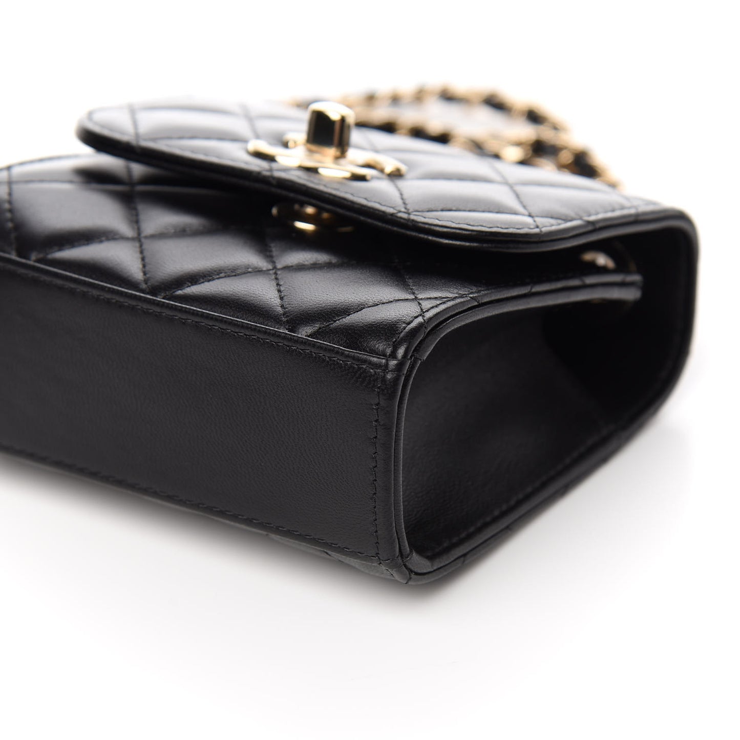 Lambskin Quilted Mini Trendy CC Chain Wallet Black