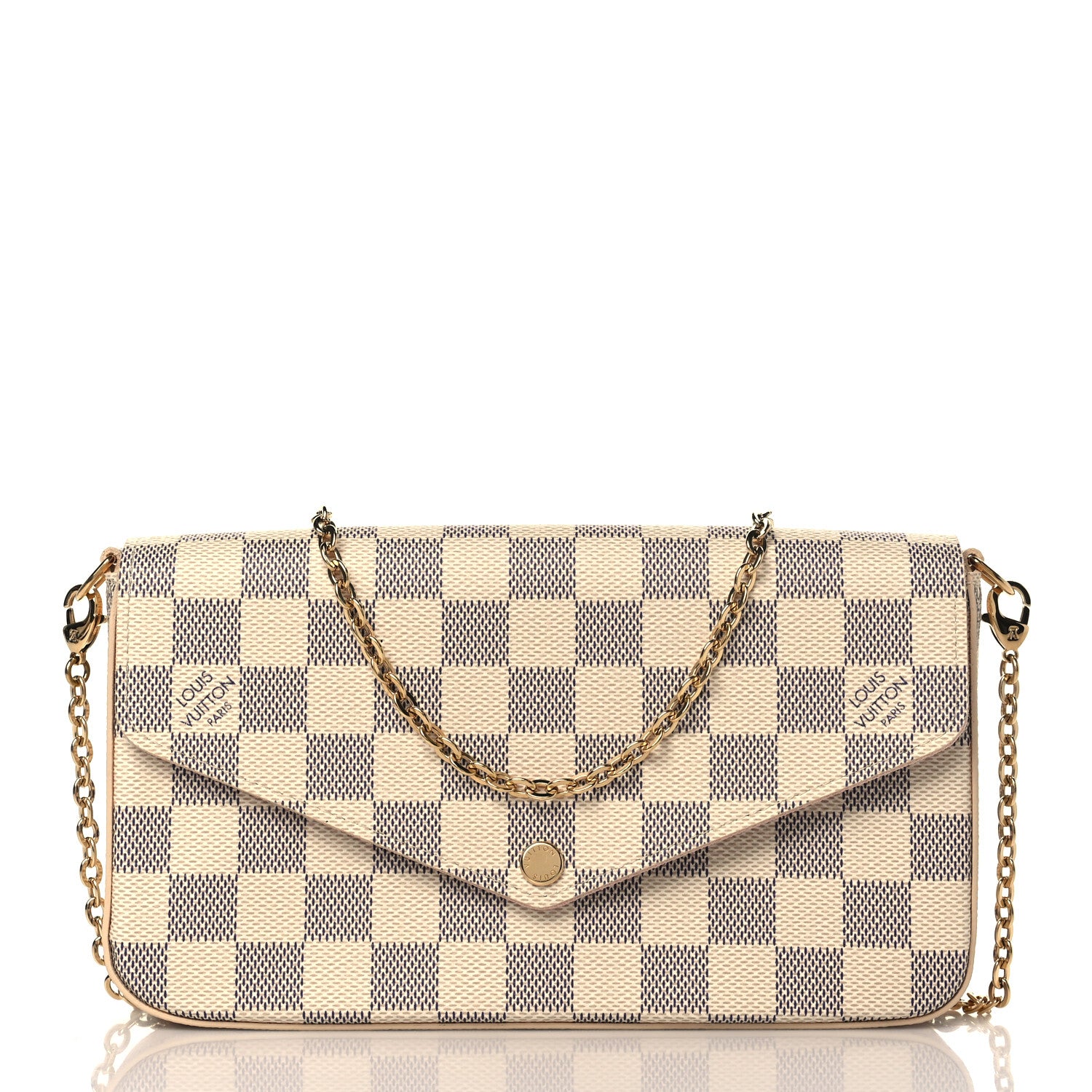 Louis Vuitton Damier Azur Pochette Felicie Chain Wallet Rose Ballerine 3 of 11