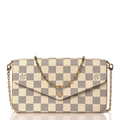 Louis Vuitton Damier Azur Pochette Felicie Chain Wallet Rose Ballerine 3 of 11