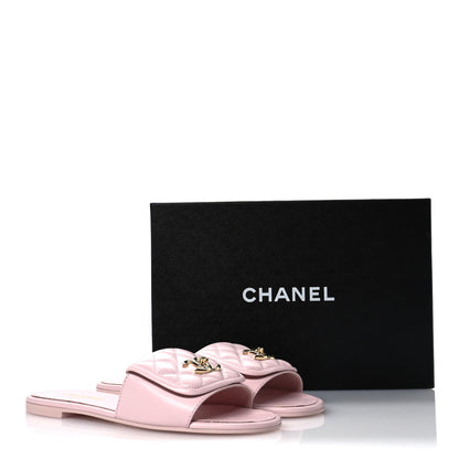 Chanel Lambskin Quilted Turnlock Flat Mules 41 Light Pink 9 of 9