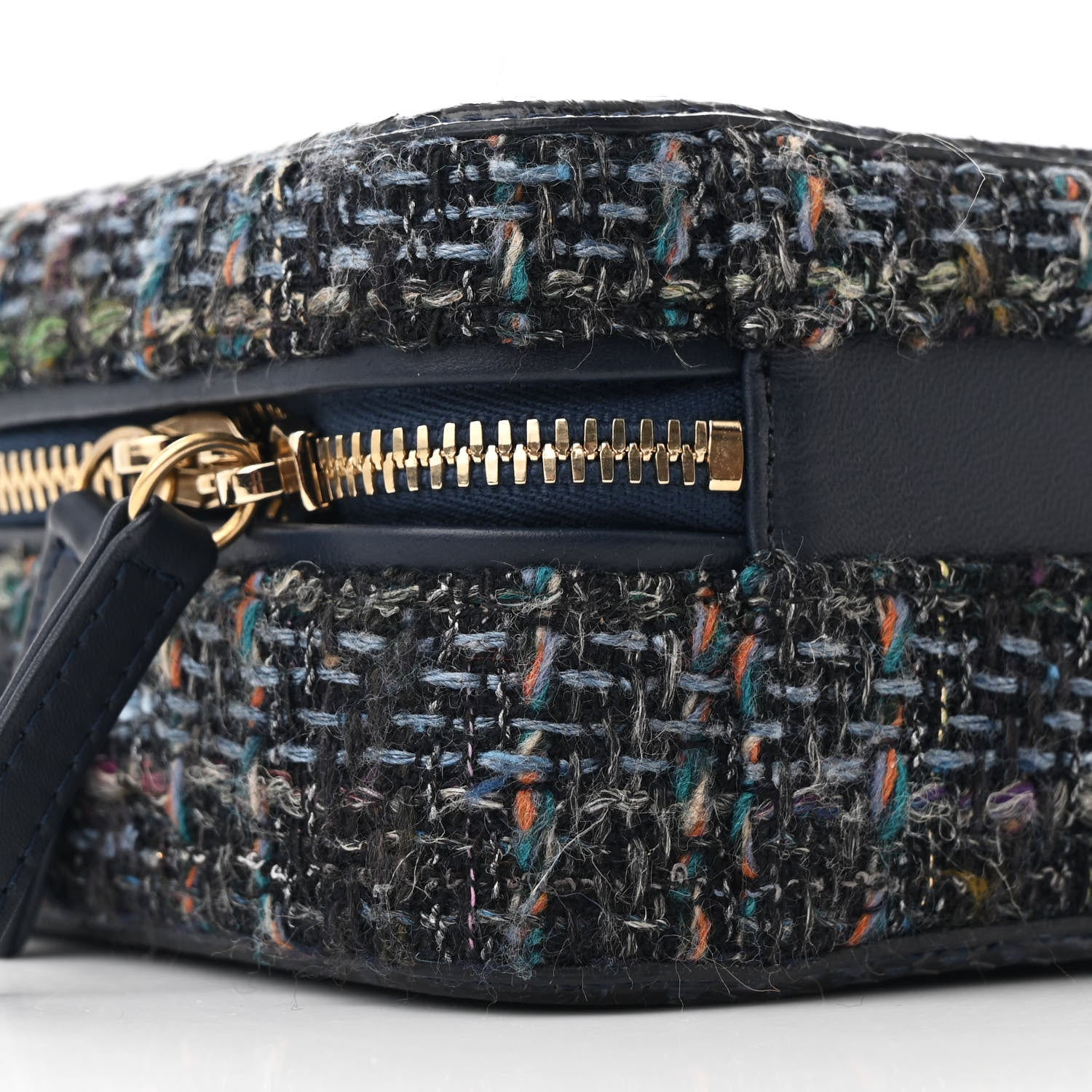 Chanel Tweed Snakeskin Quilted Small CC Filigree Vanity Case Navy Multicolor 10 of 12
