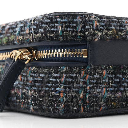 Chanel Tweed Snakeskin Quilted Small CC Filigree Vanity Case Navy Multicolor 10 of 12
