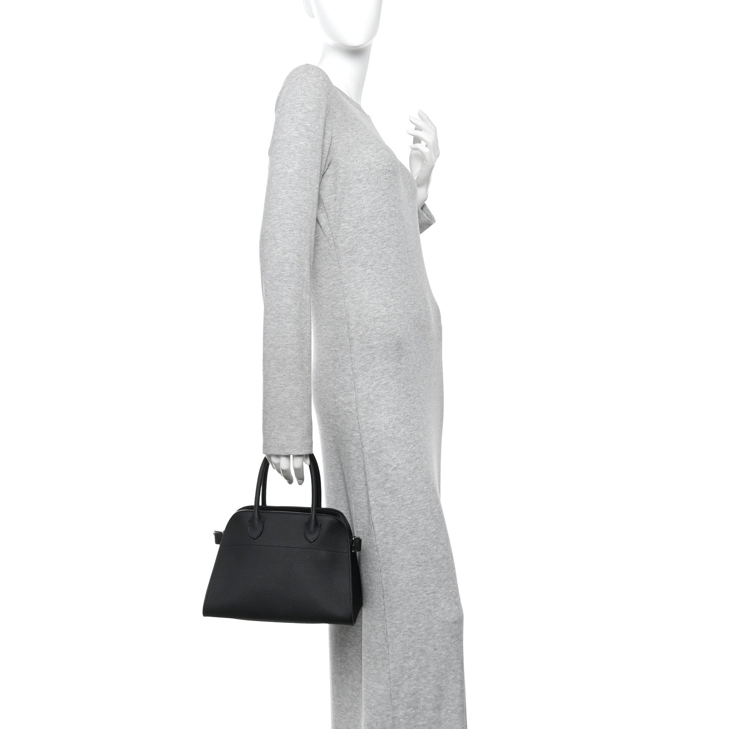 The Row Grained Calfskin Soft Margaux 10 Bag Black 2 of 9