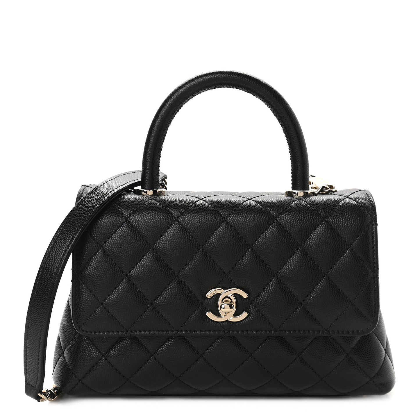 Caviar Quilted Mini Coco Handle Flap Black