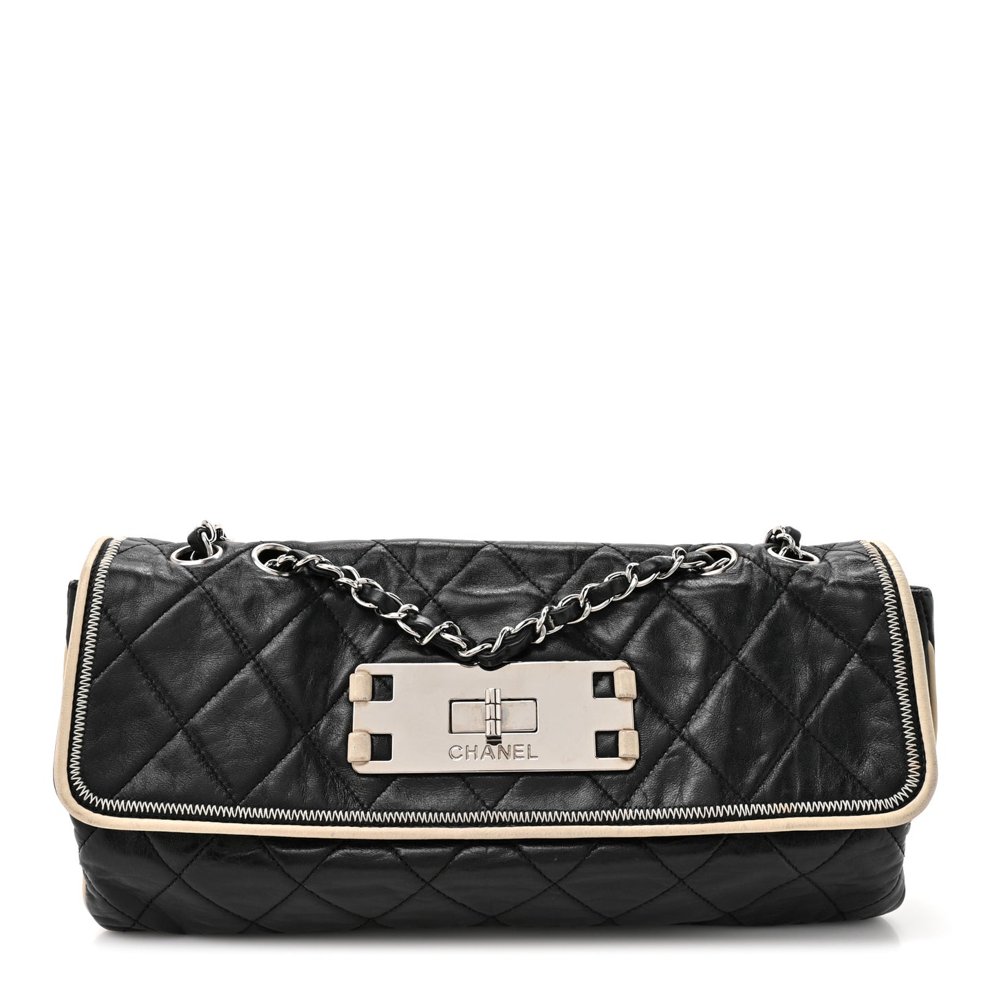 Lambskin East West Mademoiselle Flap Black