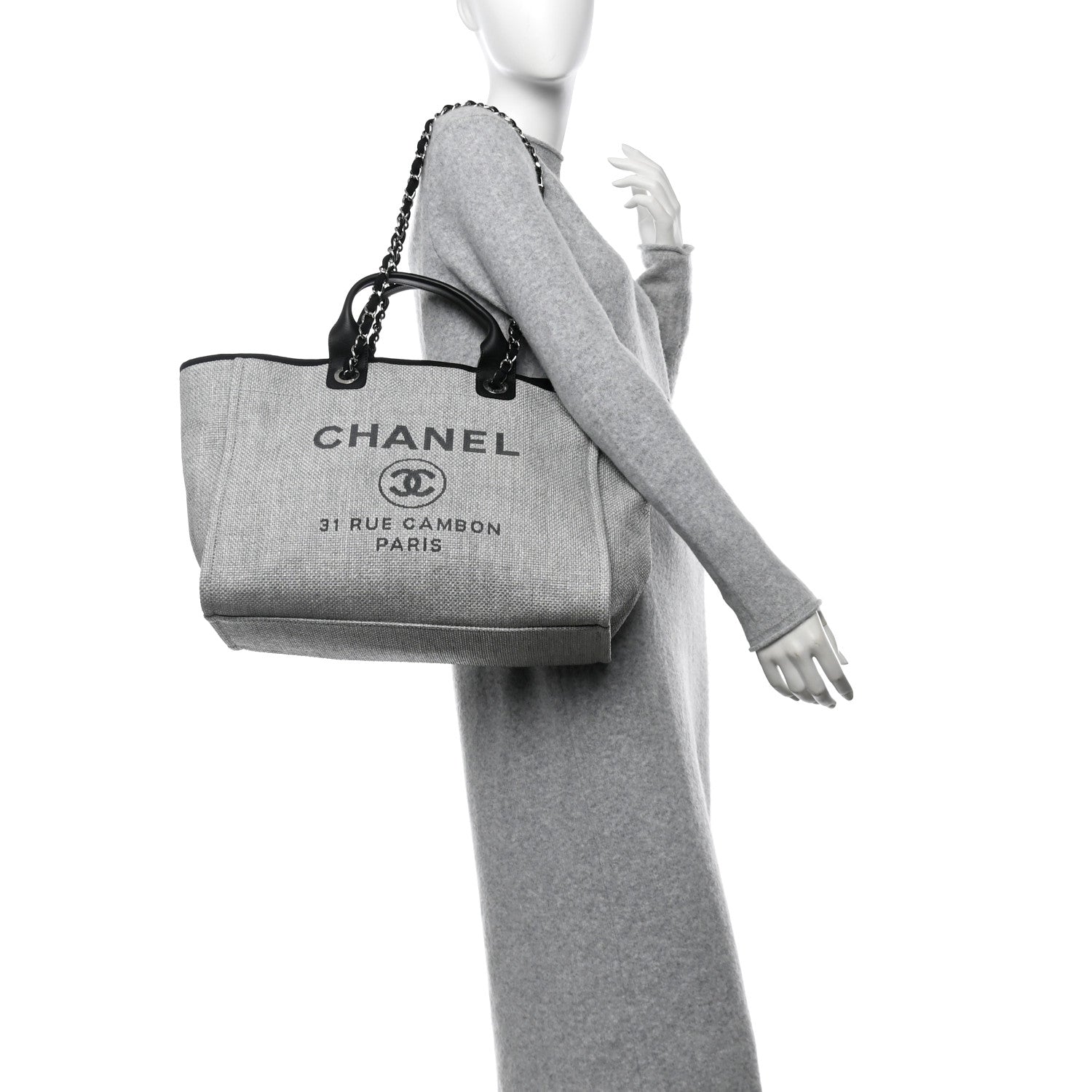 Chanel Canvas Medium Deauville Tote Grey 2 of 11