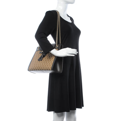 Gucci Monogram Margaux Calfskin Large Emily Chain Shoulder Bag Beige Ebony Cocoa 2 of 14