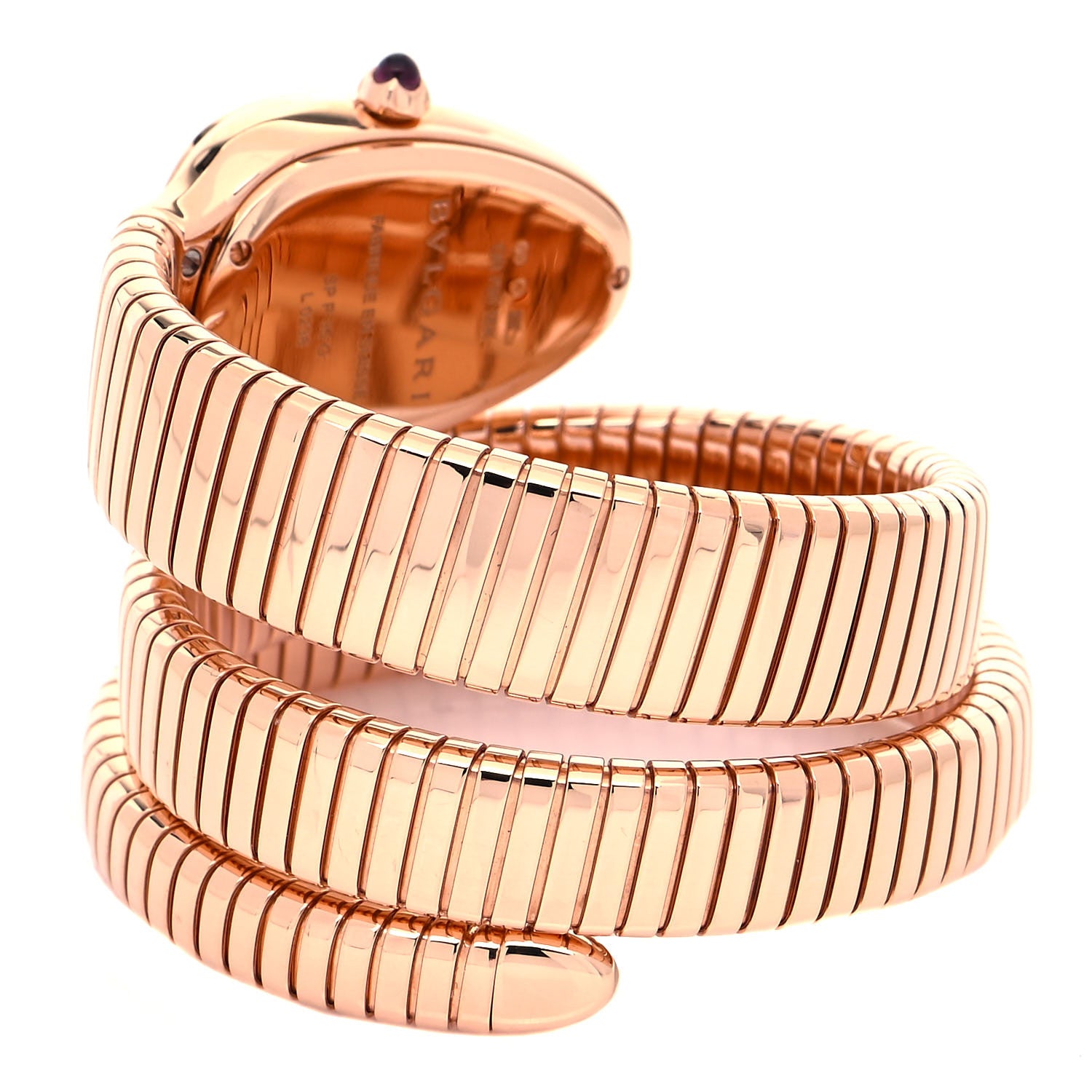 Bulgari 18K Rose Gold Diamond Bezel 35mm Serpenti Tubogas Double Spiral Quartz Watch Black 3 of 5