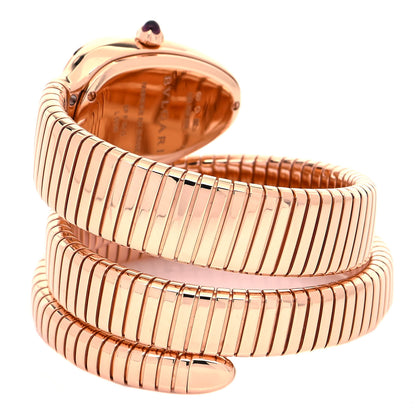 Bulgari 18K Rose Gold Diamond Bezel 35mm Serpenti Tubogas Double Spiral Quartz Watch Black 3 of 5