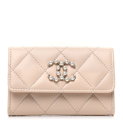 Chanel Caviar Pearl Quilted Coco Candy Flap Card Holder Beige 1 of 9