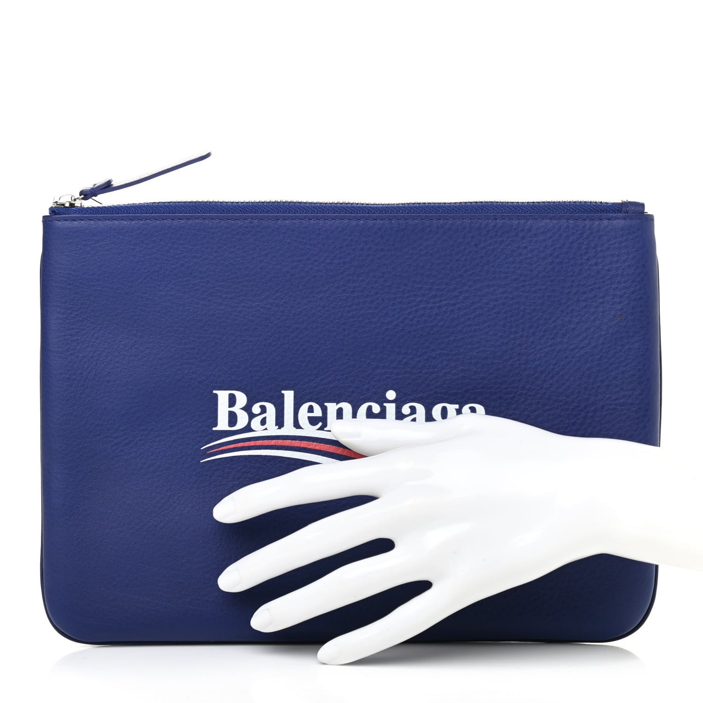 Calfskin Political Campaign Logo Pouch Bleu