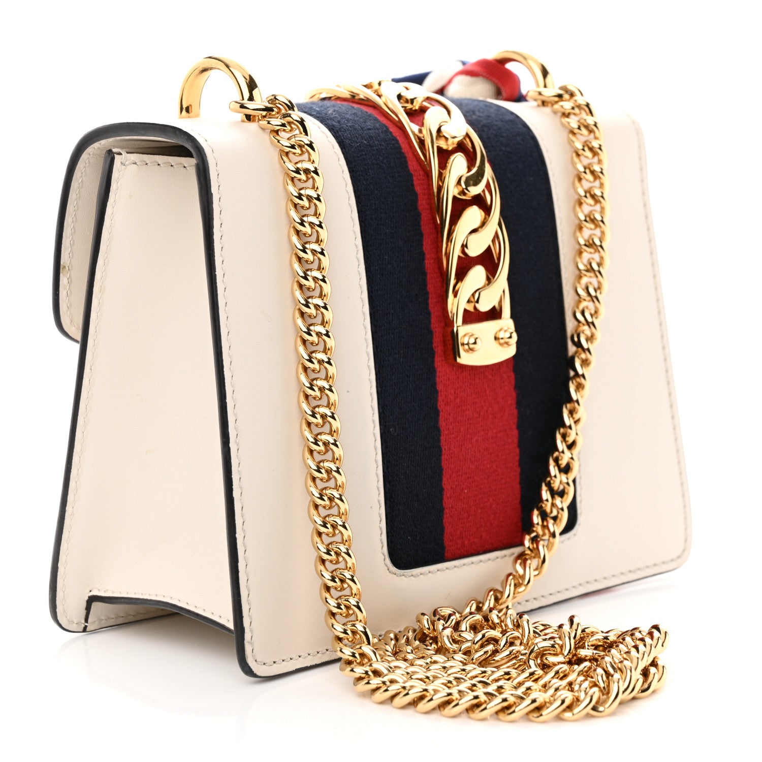 Gucci Calfskin Mini Sylvie Chain Shoulder Bag White 3 of 14