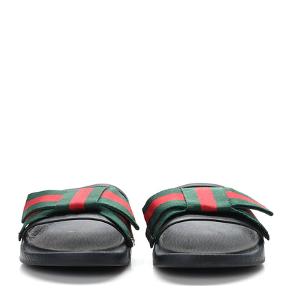 Gucci Satin Web Bow Slide Sandals 38 Black 2 of 7