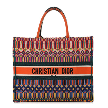Christian Dior Canvas Embroidered Large Book Tote Orange Multicolor 1 of 9