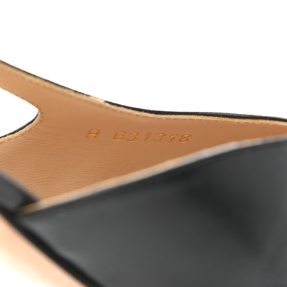 Chanel Goatskin Grosgrain Cap Toe CC Slingback Pumps 37.5 Black 8 of 9