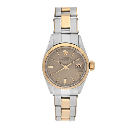 Rolex Stainless Steel 18K Yellow Gold 24mm Oyster Perpetual Date Watch Champagne 6617 1 of 5