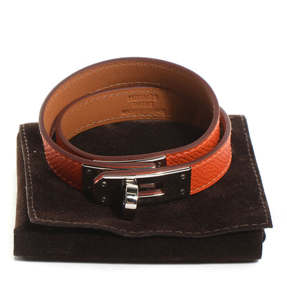 Hermes Epsom Kelly Double Tour Bracelet S Orange 3 of 7