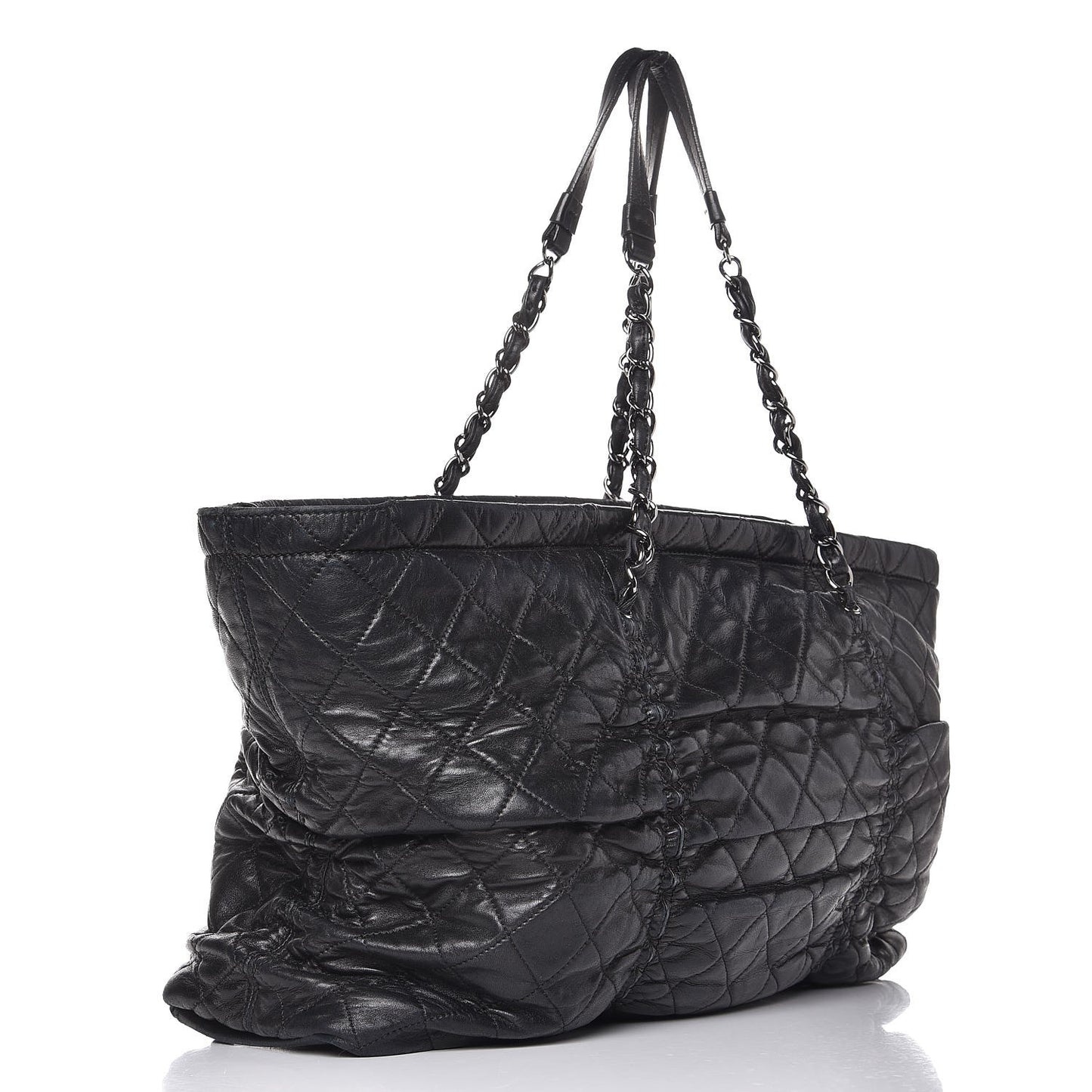 Lambskin Quilted East West Sharpei Tote Black