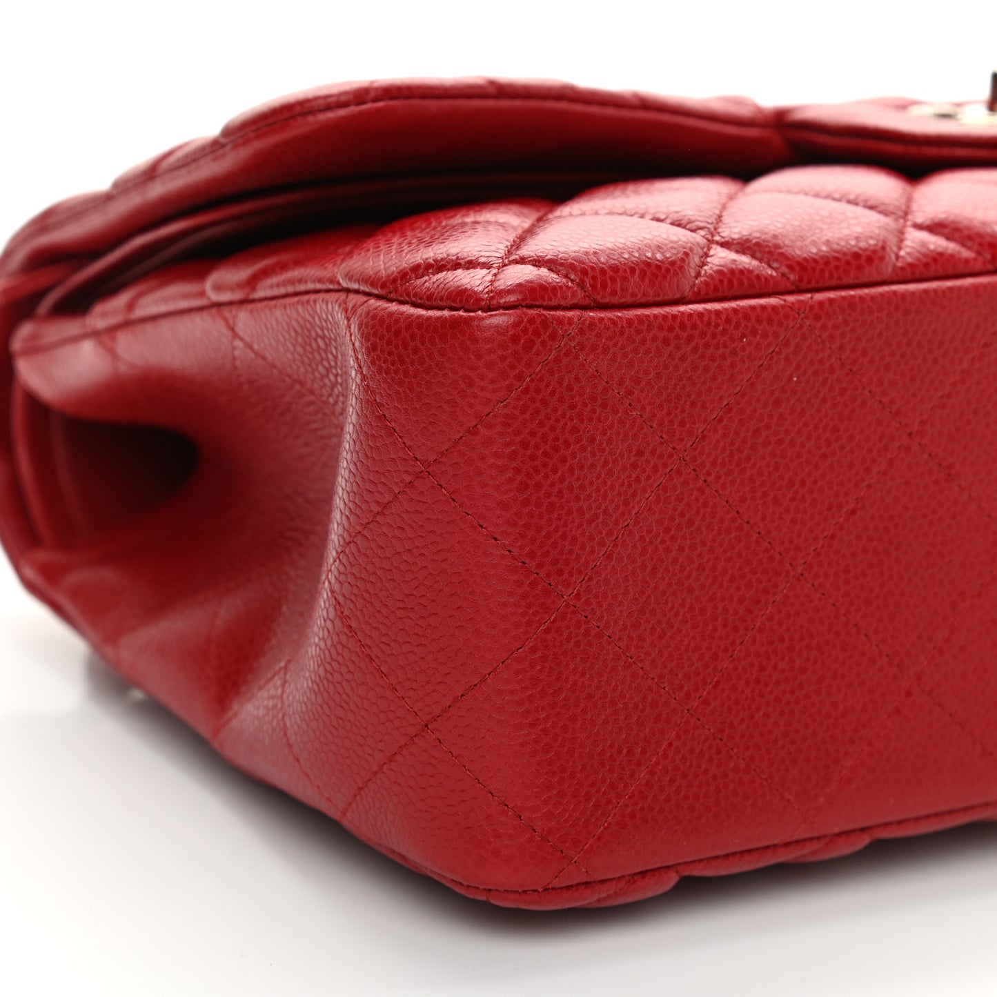 Caviar Quilted Jumbo Double Flap Red