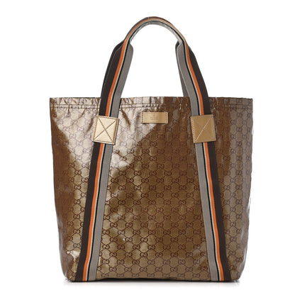 Gucci Crystal Monogram Medium Web Handle Vertical Tote Bronze 1 of 8