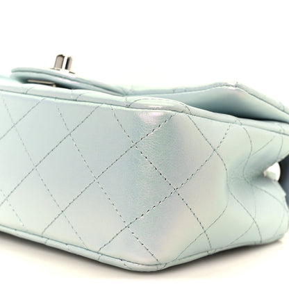 Chanel Iridescent Calfskin Quilted Mini Rectangular Flap Light Blue 11 of 11