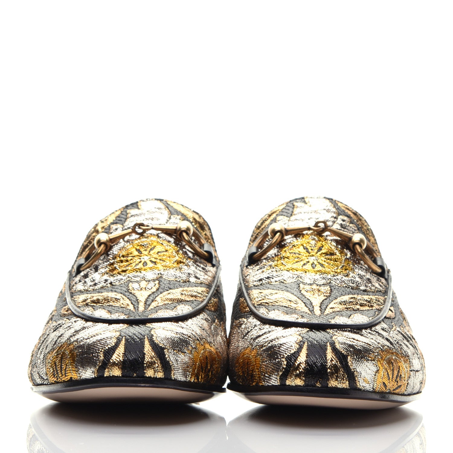 Gucci Jacquard Floral Womens Princetown Slippers 35 Oro Black 2 of 8