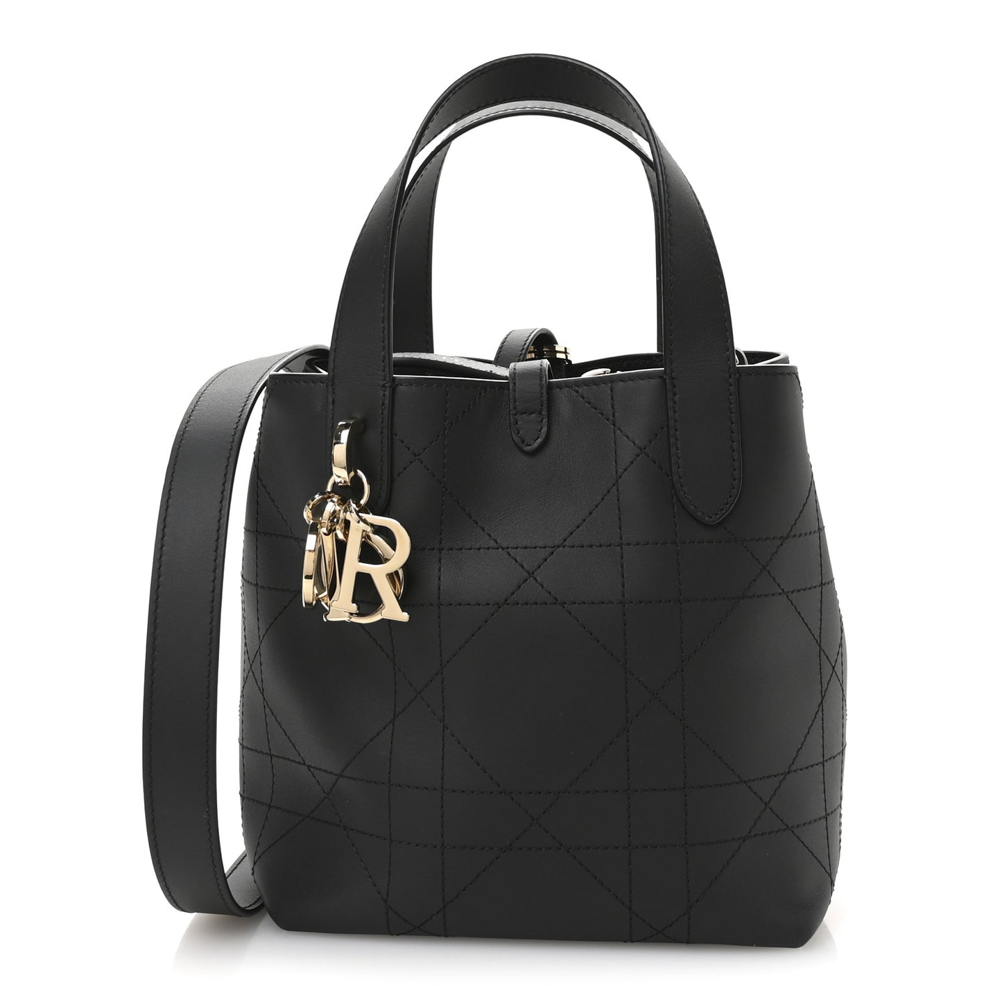 Smooth Calfskin Vintage Flat Macrocannage Small Toujours Vertical Tote Black