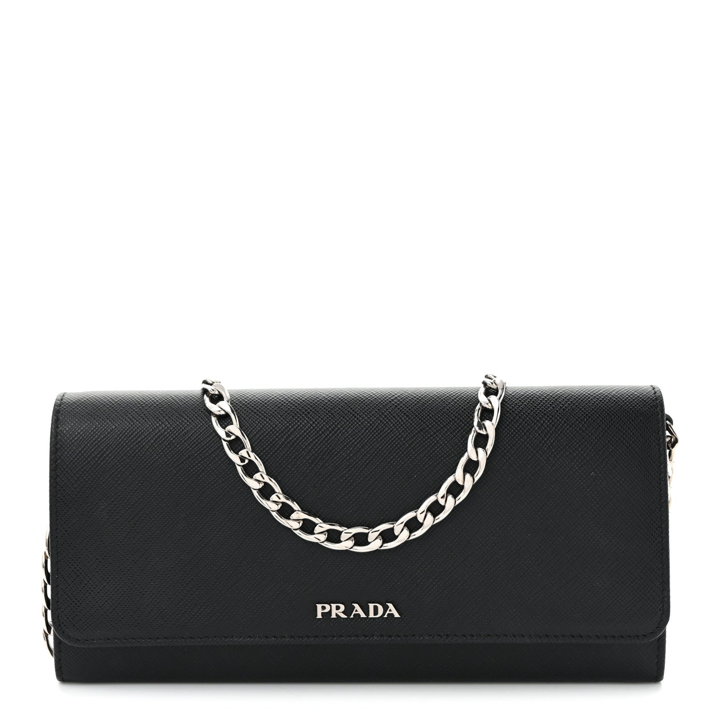 Saffiano Bi-Color Wallet On Chain Black Fuoco