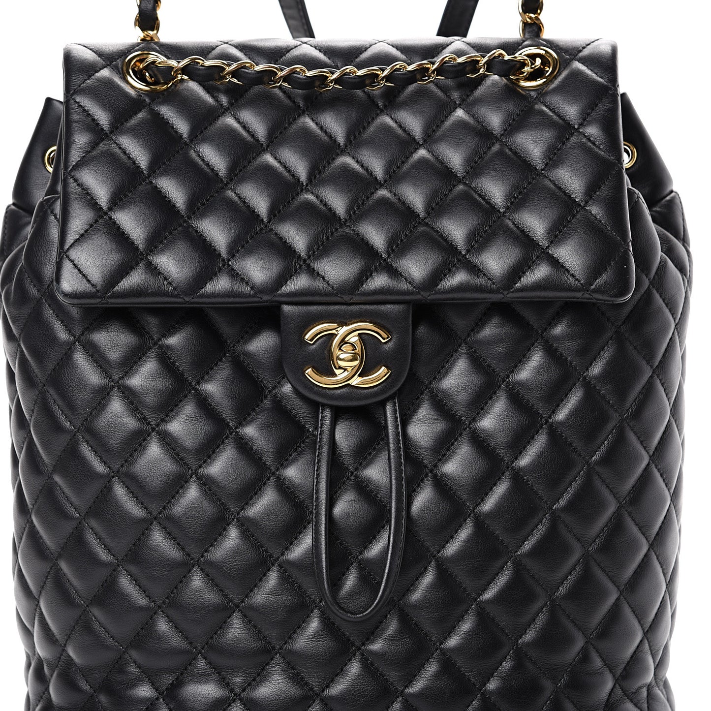 Lambskin Quilted Large Urban Spirit Backpack Black