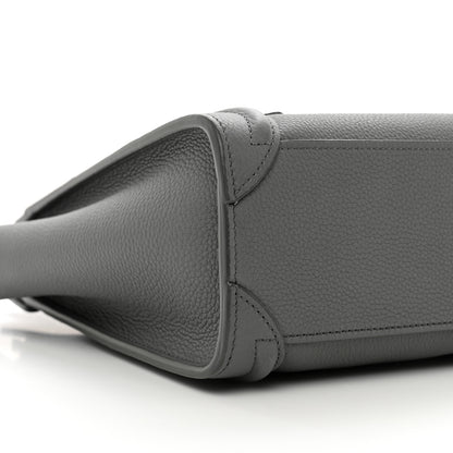 Celine Drummed Calfskin Nano Luggage Kohl 9 of 10