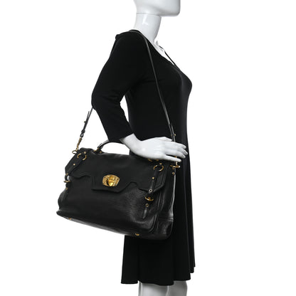 Miu Miu Cervo East-West Flap Satchel Black 2 of 9