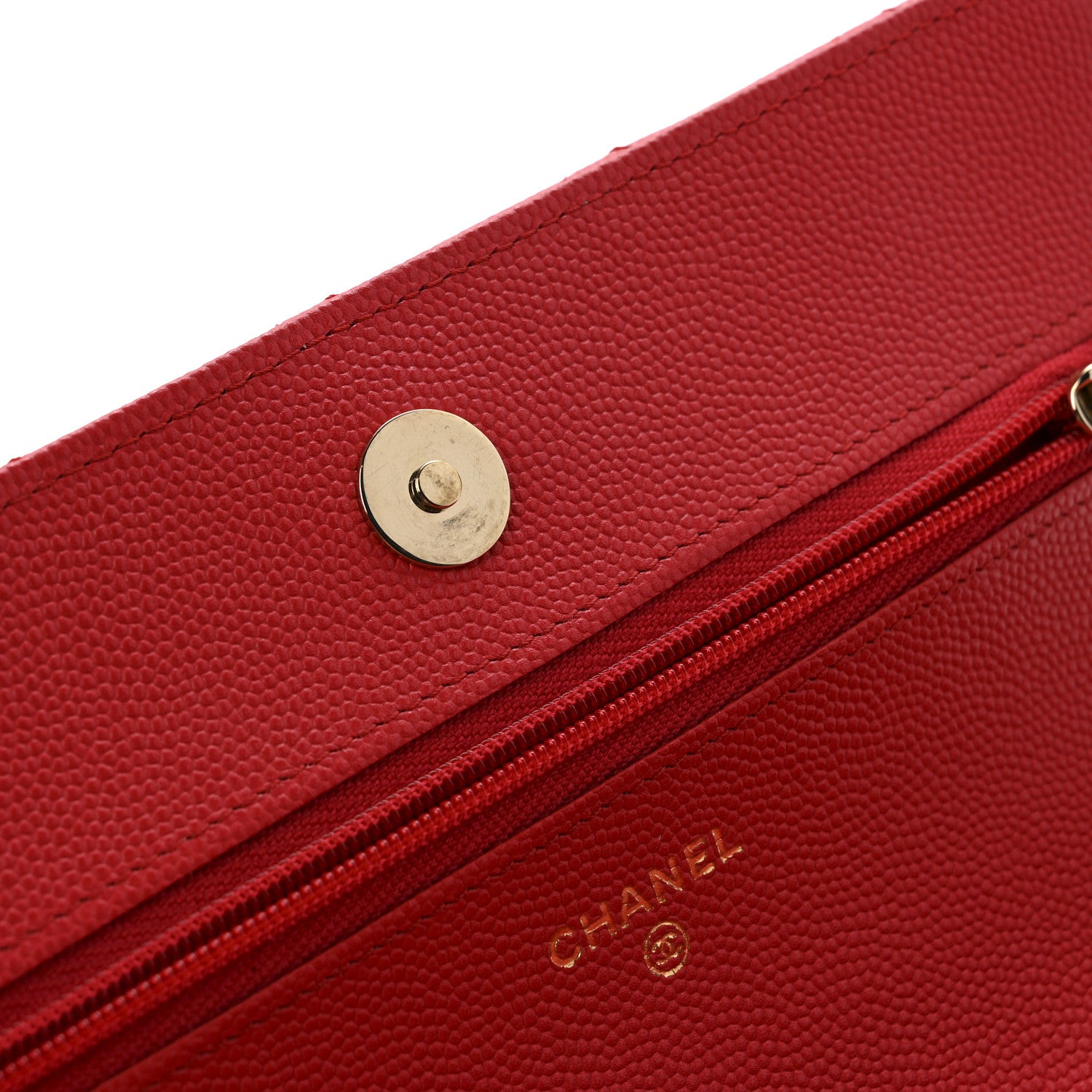 Chanel Caviar Quilted Wallet on Chain WOC Red 12 of 13