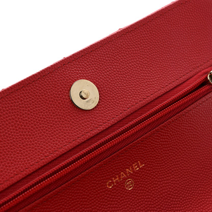 Chanel Caviar Quilted Wallet on Chain WOC Red 12 of 13