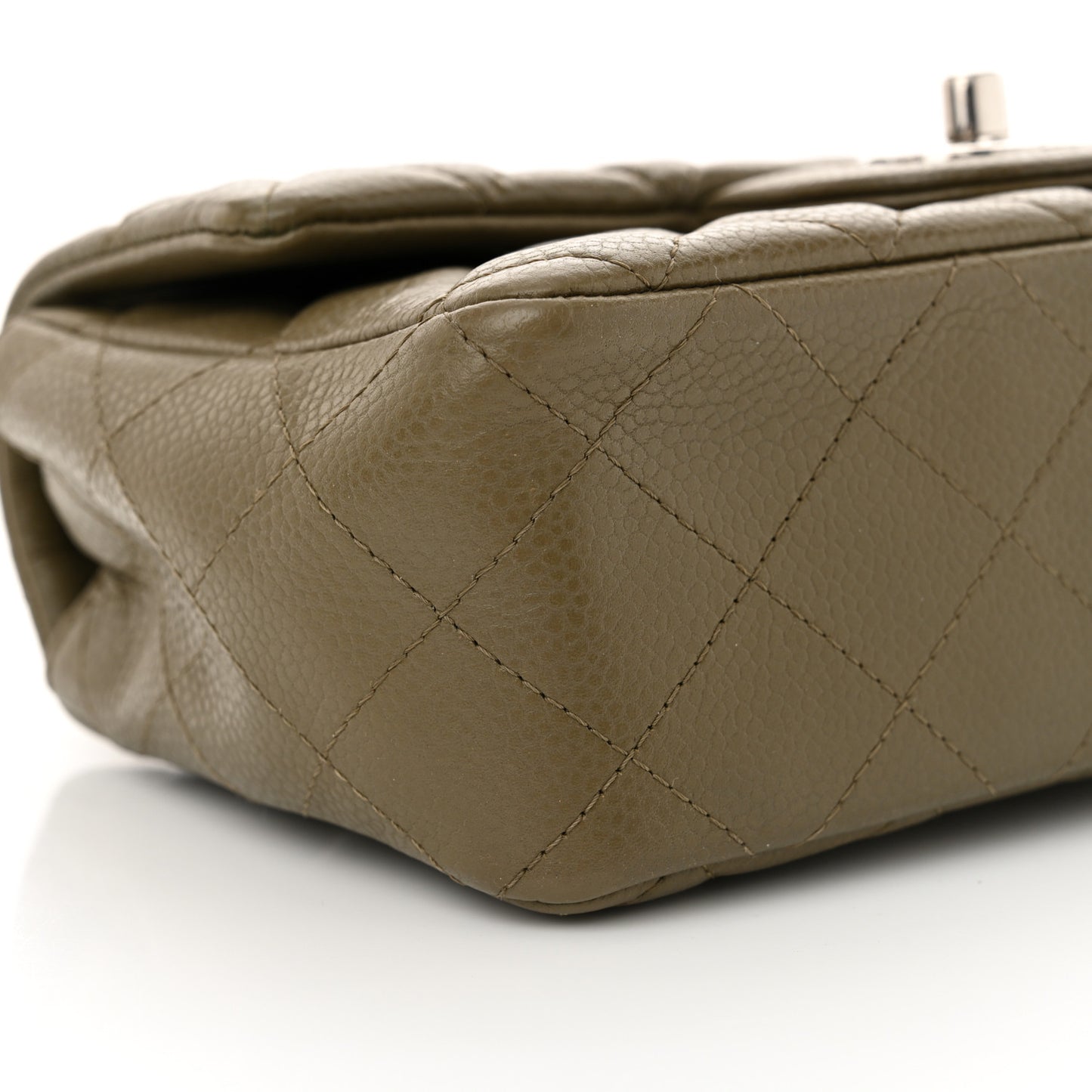 Caviar Quilted Mini Rectangular Flap Khaki