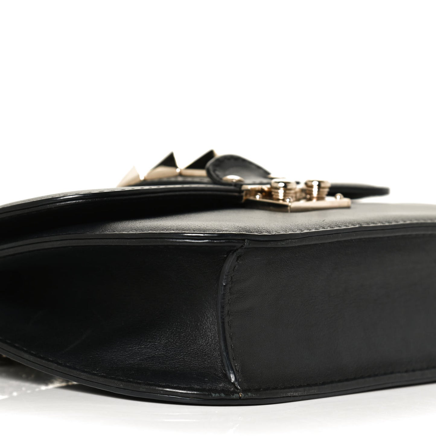 Vitello Small Glam Lock Rockstud Flap Black
