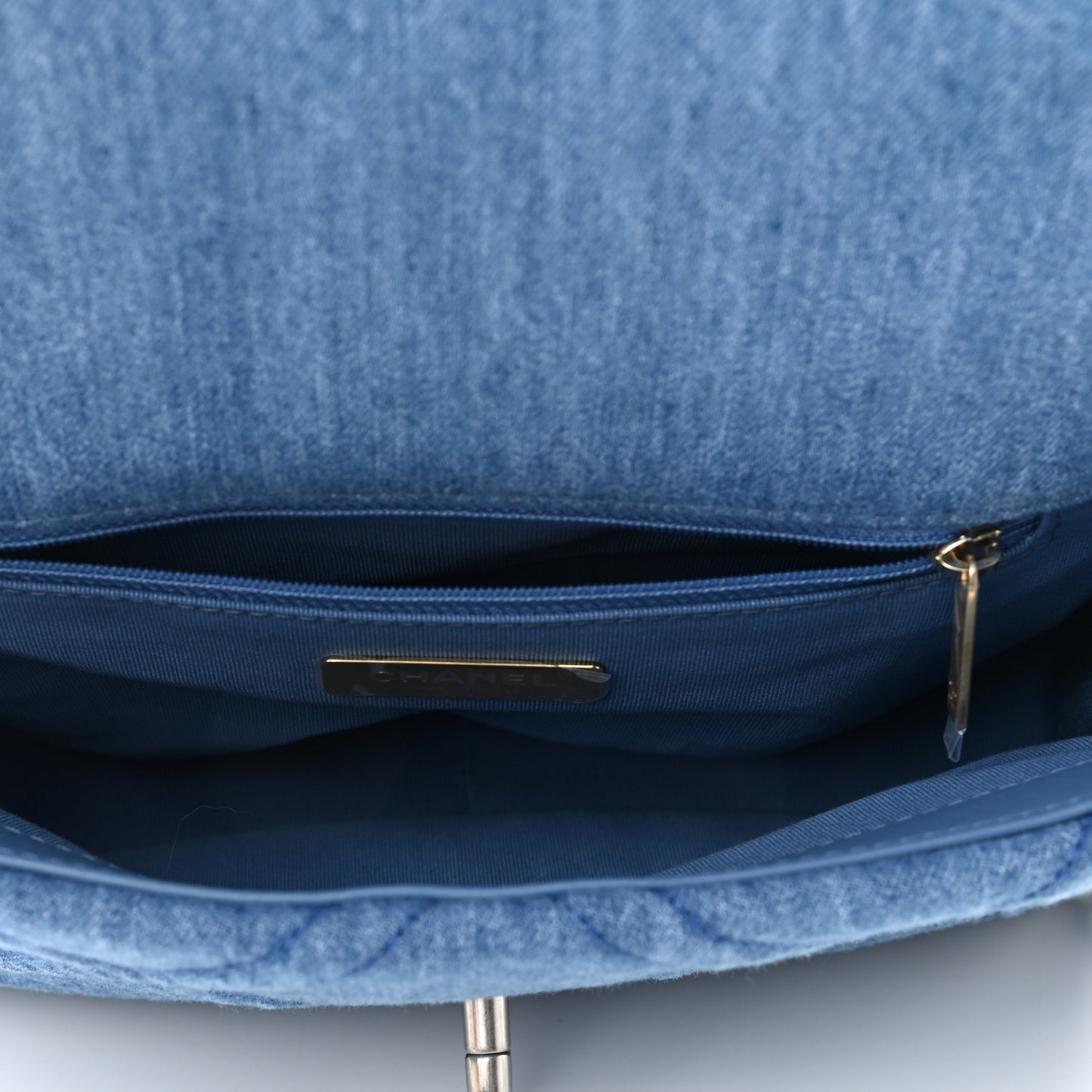 Denim Quilted Medium Chanel 19 Flap Blue