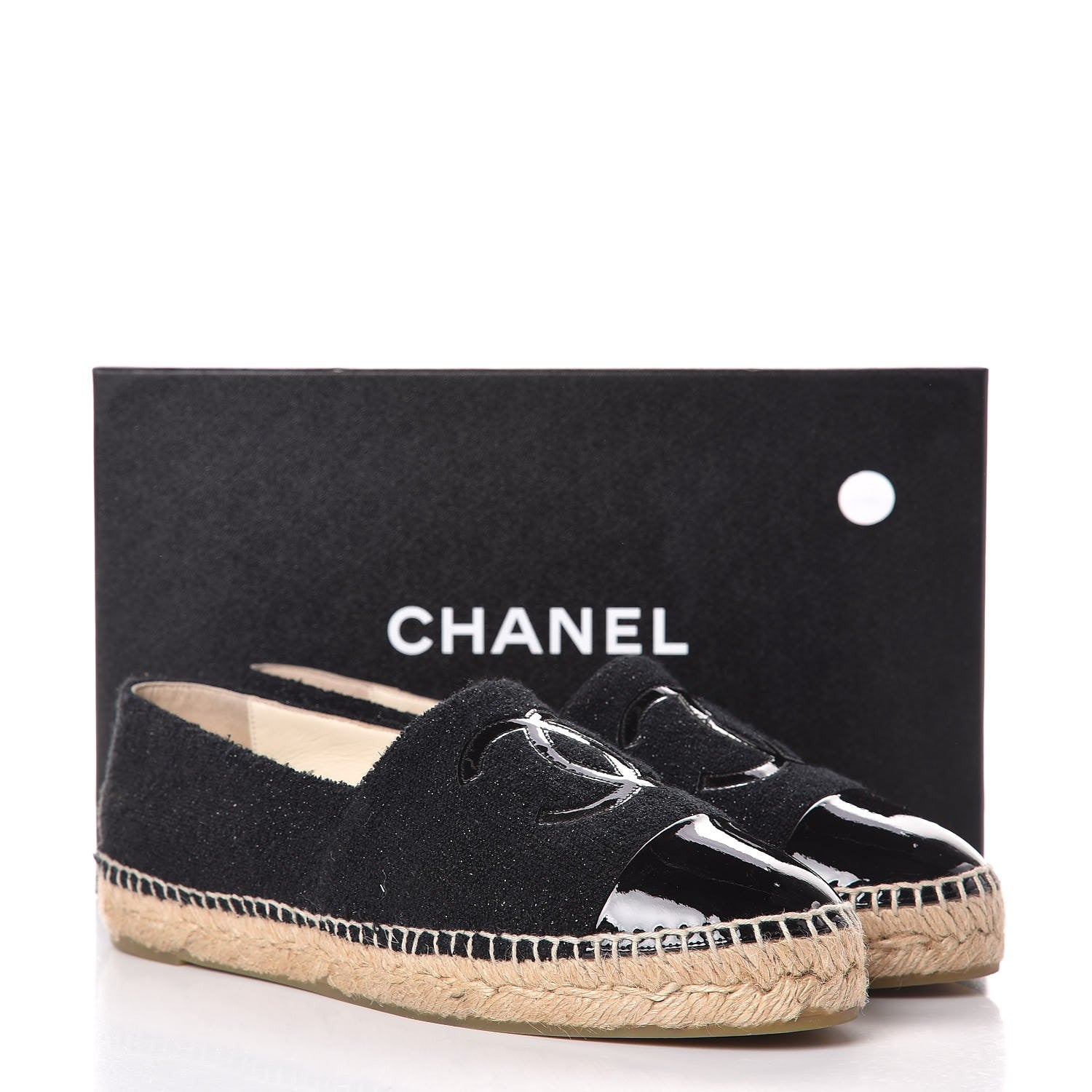 Chanel Tweed Patent CC Espadrilles 40 Black 10 of 10