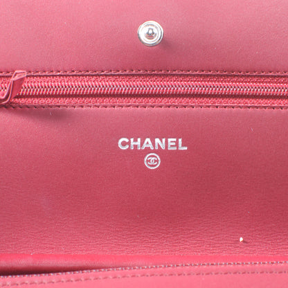 Chanel Calfskin Hamptons Wallet on Chain WOC Red 6 of 9