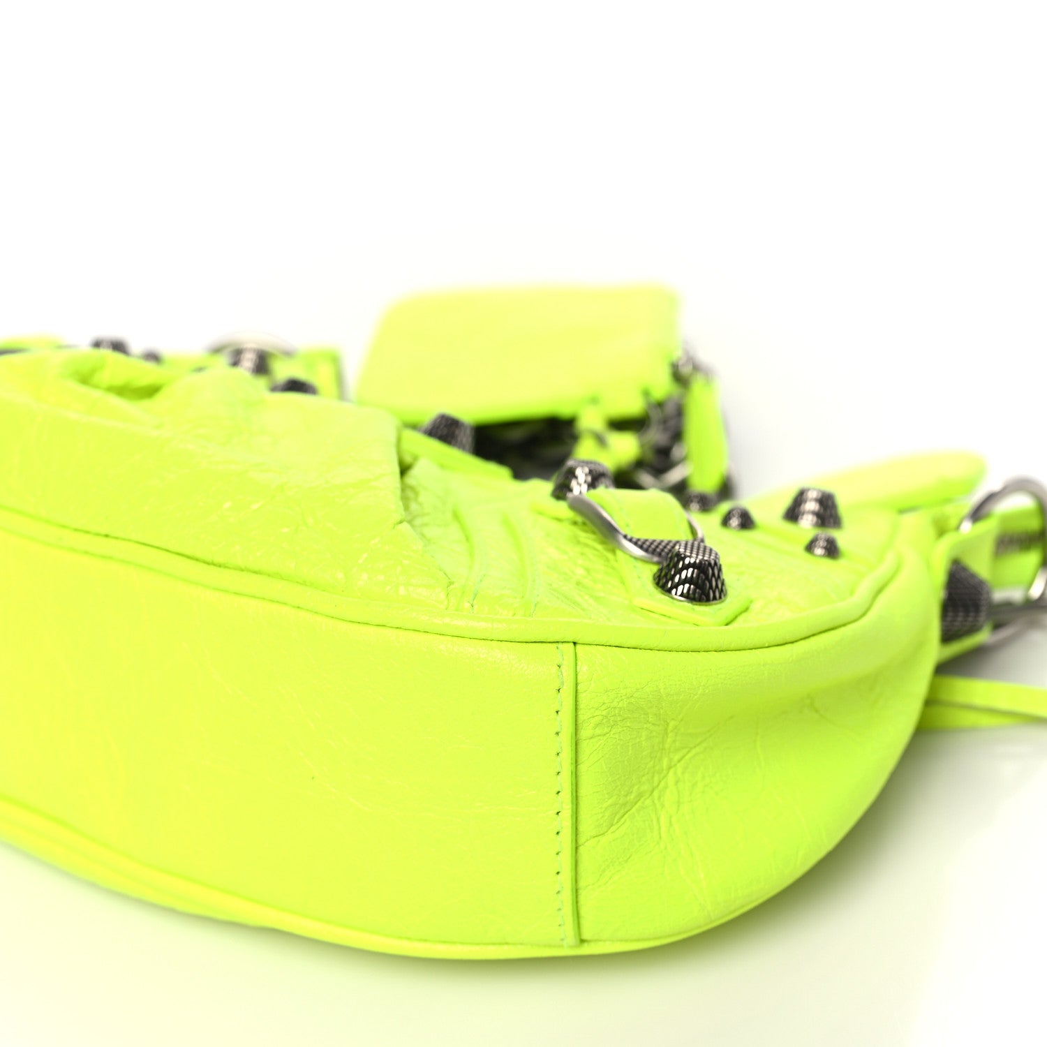 Balenciaga Agneau Arena Le Cagole Chain Shoulder Bag XS Fluo Yellow 10 of 11