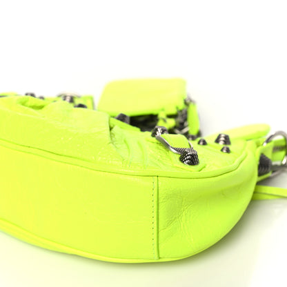 Balenciaga Agneau Arena Le Cagole Chain Shoulder Bag XS Fluo Yellow 10 of 11