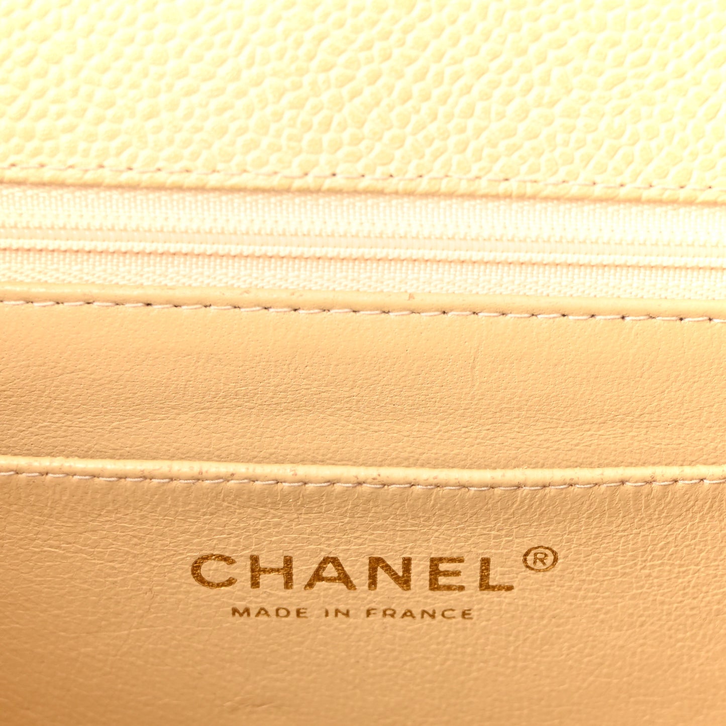 Caviar Quilted Jumbo Single Flap Beige