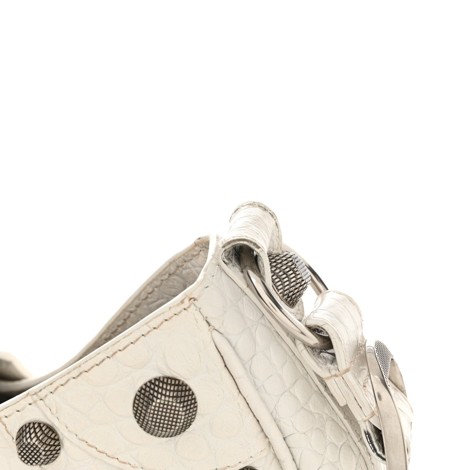 Balenciaga Extra Supple Calfskin Crocodile Embossed Medium Le Cagole Shoulder Bag White 12 of 18