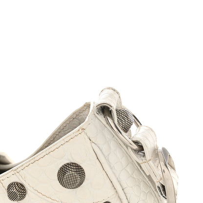 Balenciaga Extra Supple Calfskin Crocodile Embossed Medium Le Cagole Shoulder Bag White 12 of 18